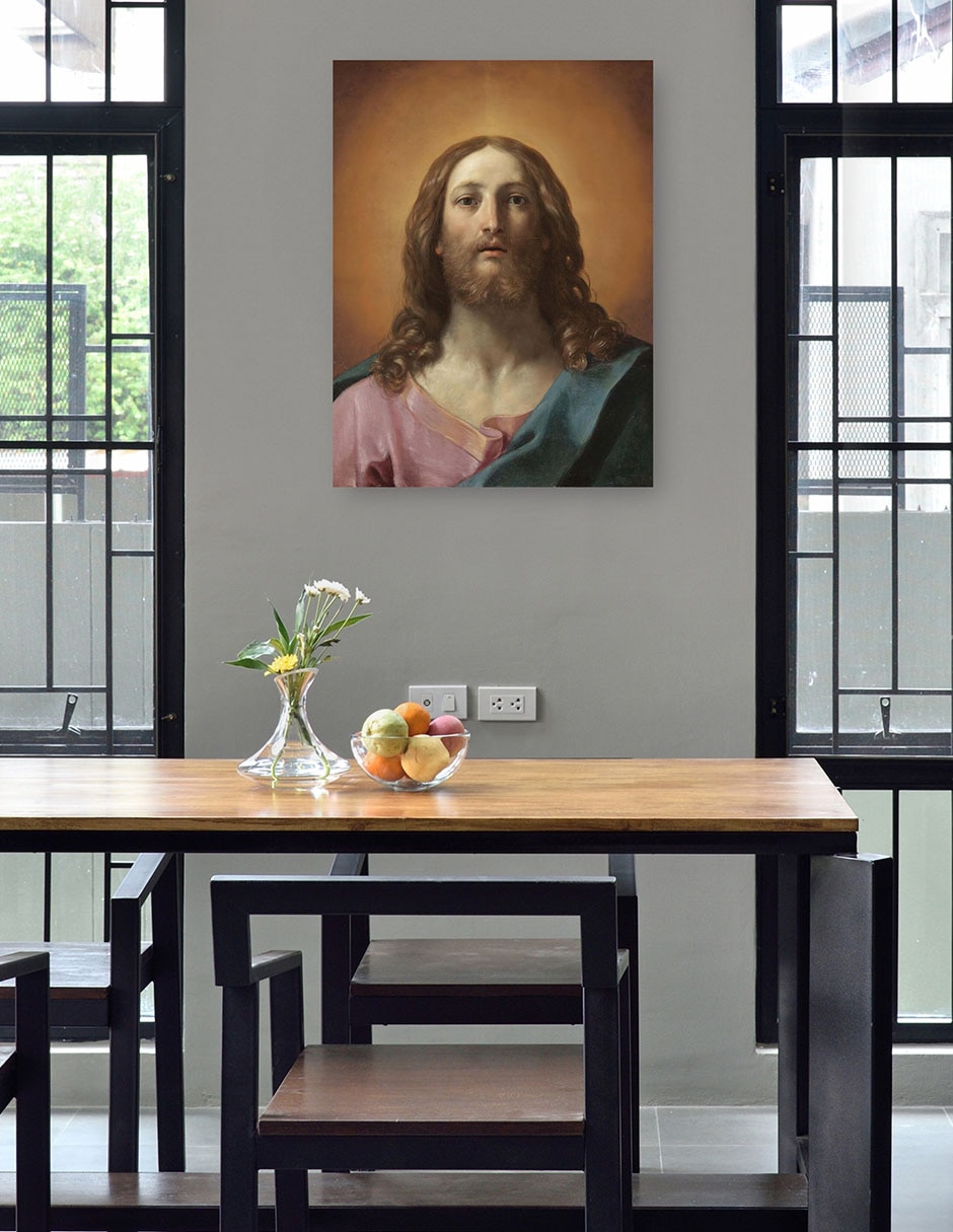 Cuadro decorativo Busto de Cristo (Salvator Mundi) técnica mixta Figuras Celestiales 4