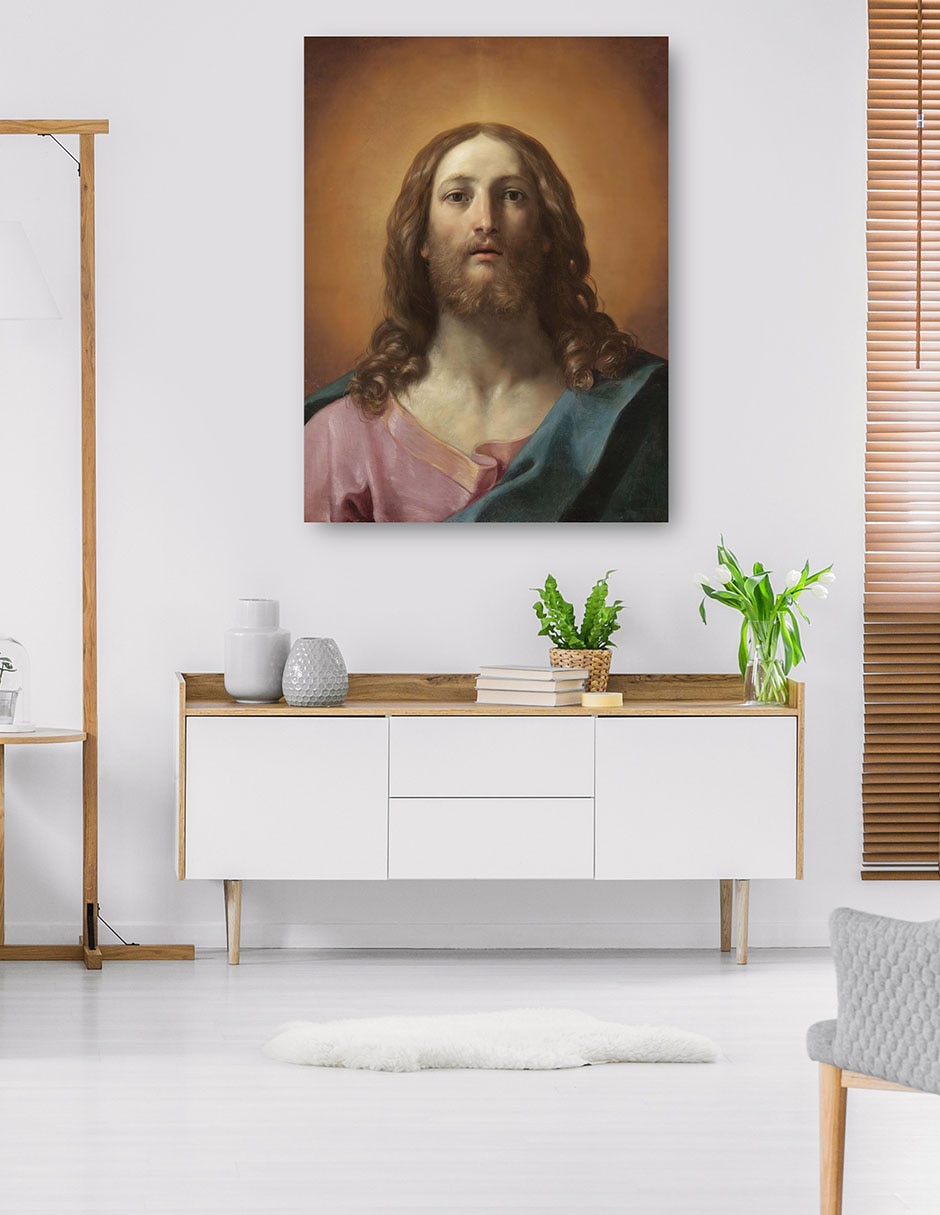Cuadro decorativo Busto de Cristo (Salvator Mundi) técnica mixta Figuras Celestiales 5