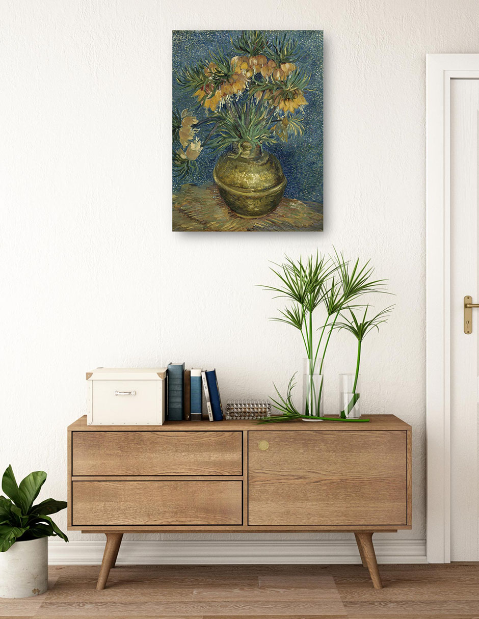 Cuadro decorativo Fritillarios imperiales en un jarrón de cobre (1887) técnica mixta Floreros 3