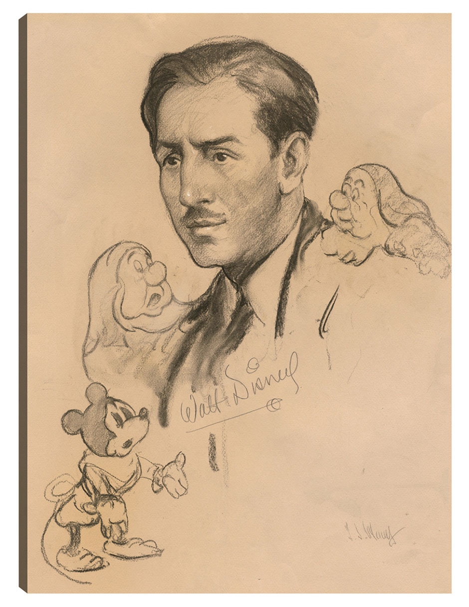 Cuadro decorativo Walt Disney (1938) técnica mixta Retratos Cuadro decorativo Walt Disney (1938) técnica mixta Retratos
