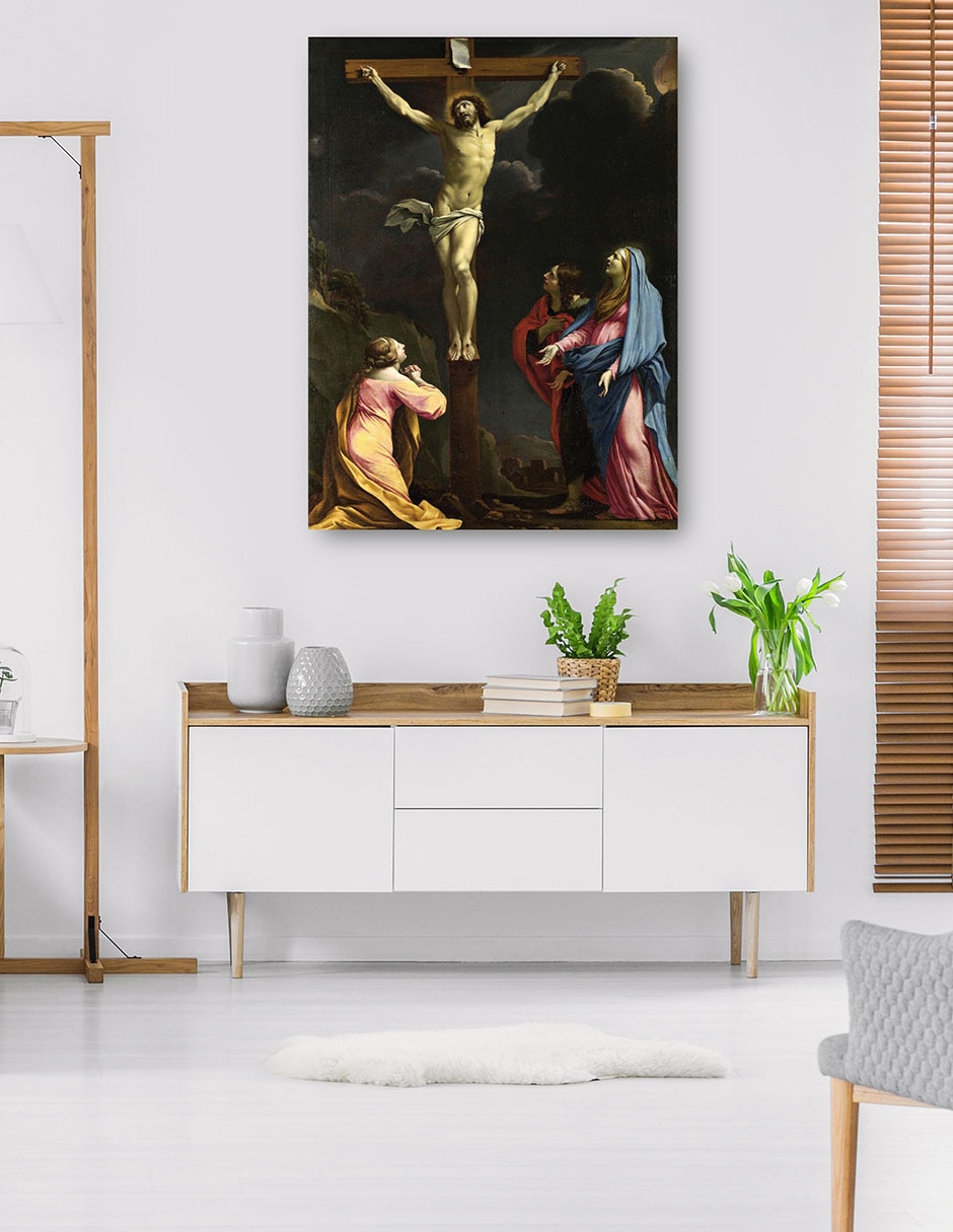 Cuadro decorativo Cristo en la cruz con la Virgen y los santos técnica mixta Figuras Celestiales 5