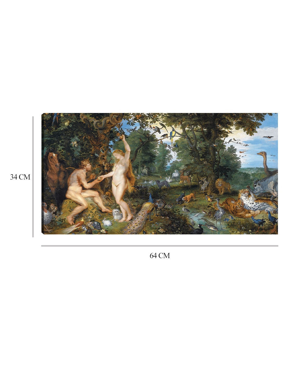 Cuadro decorativo El jardín del Edén con la caída del hombre (c. 1615) técnica mixta Figuras Celestiales 2