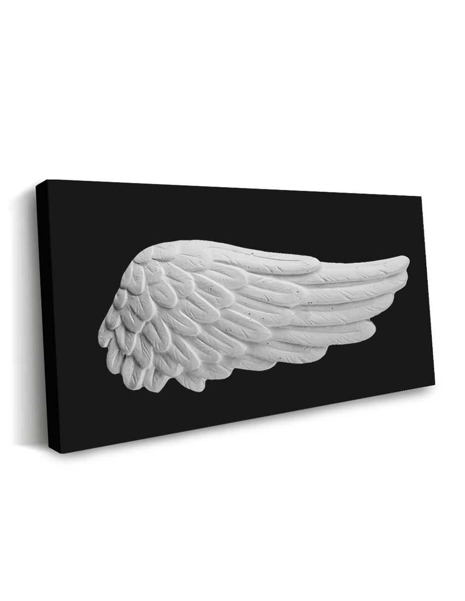 Cuadro decorativo canvas art ala de yeso blanca con barniz a registro
