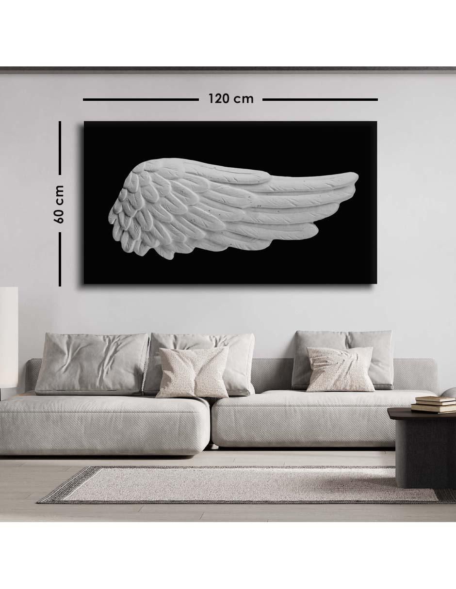 Cuadro decorativo canvas art ala de yeso blanca con barniz a registro