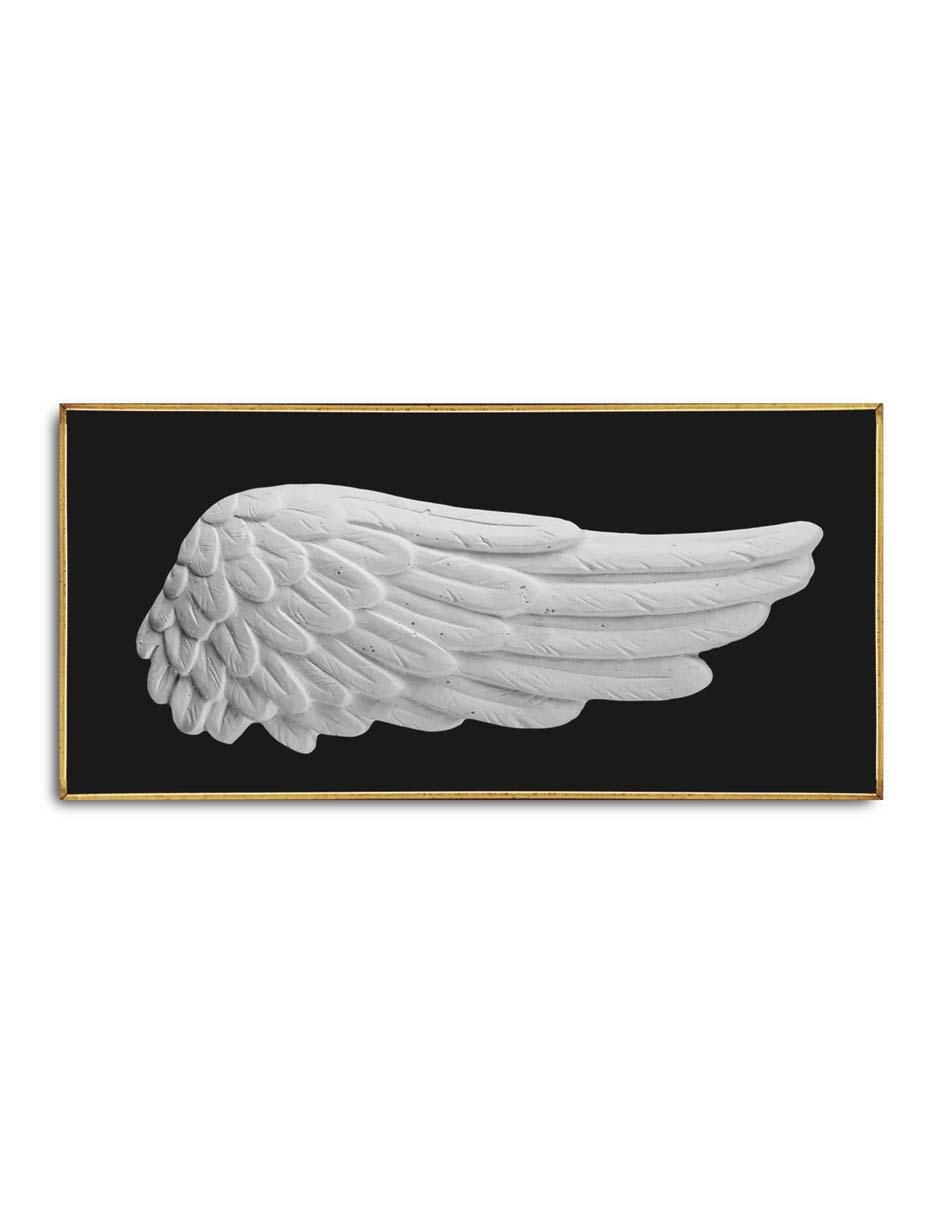 Cuadro decorativo ala de yeso blanca con barniz a registro