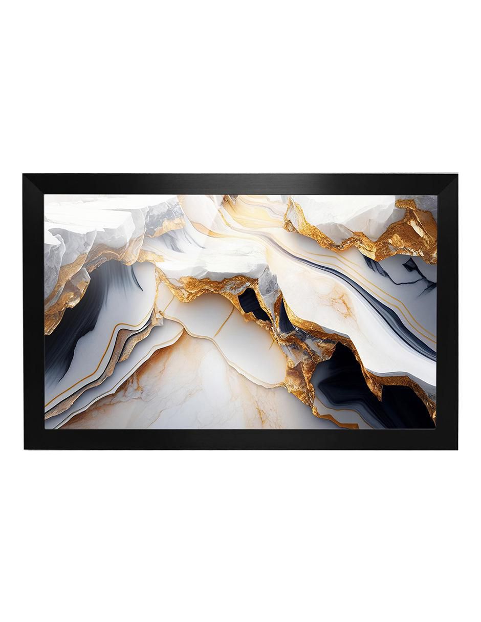 Cuadro decorativo mármol dorado blanco