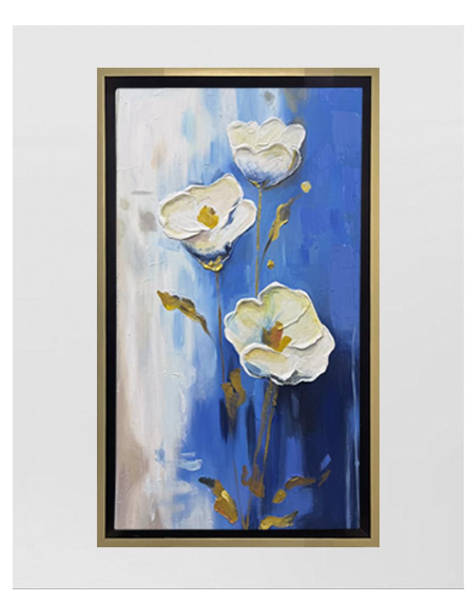 Pintura Tres Flores Blancas técnica acrílico 4