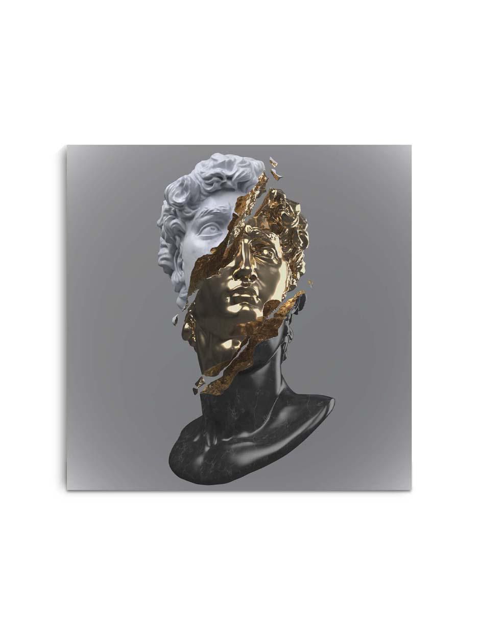 Cuadro decorativo busto de mármol de david con barniz a registro Cuadro decorativo busto de mármol de david con barniz a registro