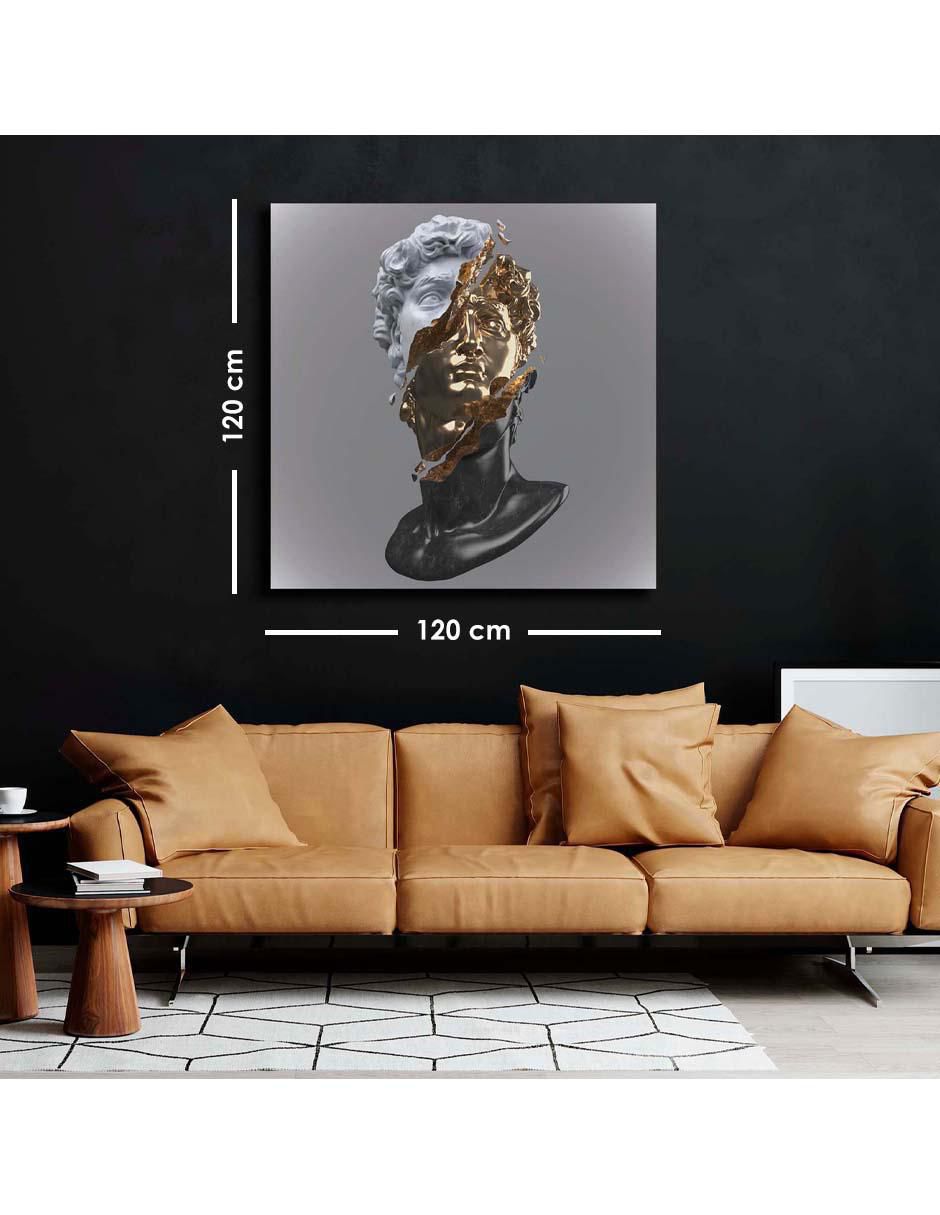 Cuadro decorativo canvas art busto de mármol de david con barniz a registro