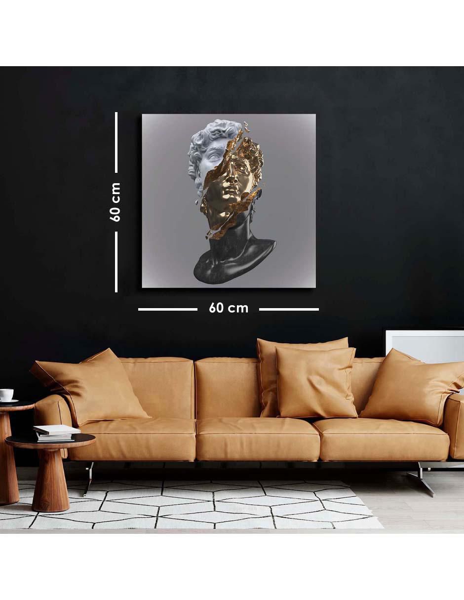 Cuadro decorativo canvas art busto de mármol de david con barniz a registro