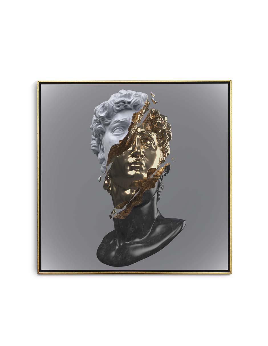 Cuadro decorativo busto de mármol de david con barniz a registro