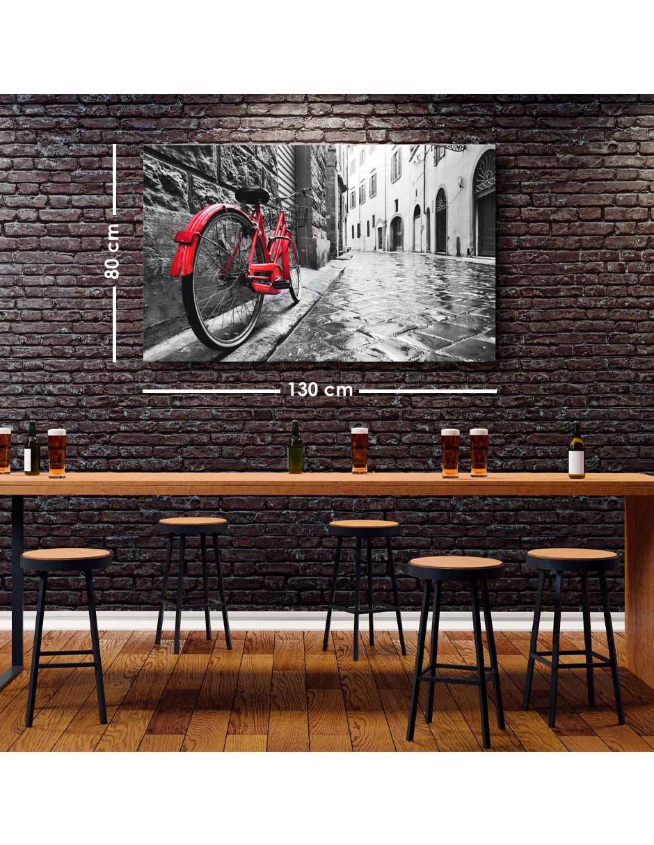 Cuadro decorativo Paisaje urbano bici roja con barniz a registro 6