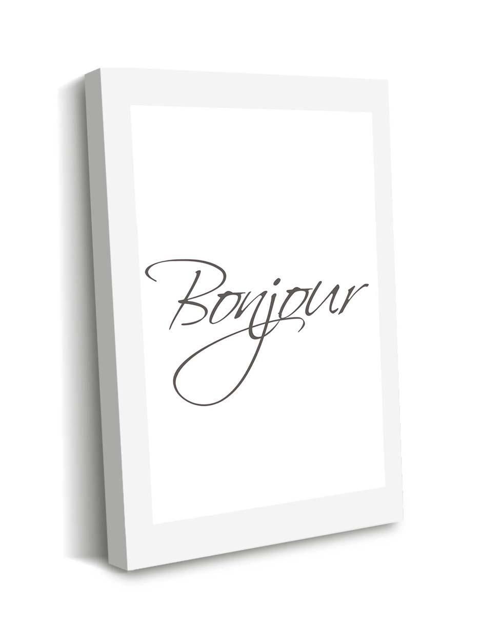 Cuadro decorativo Bonjour en gris con barniz a registro 2