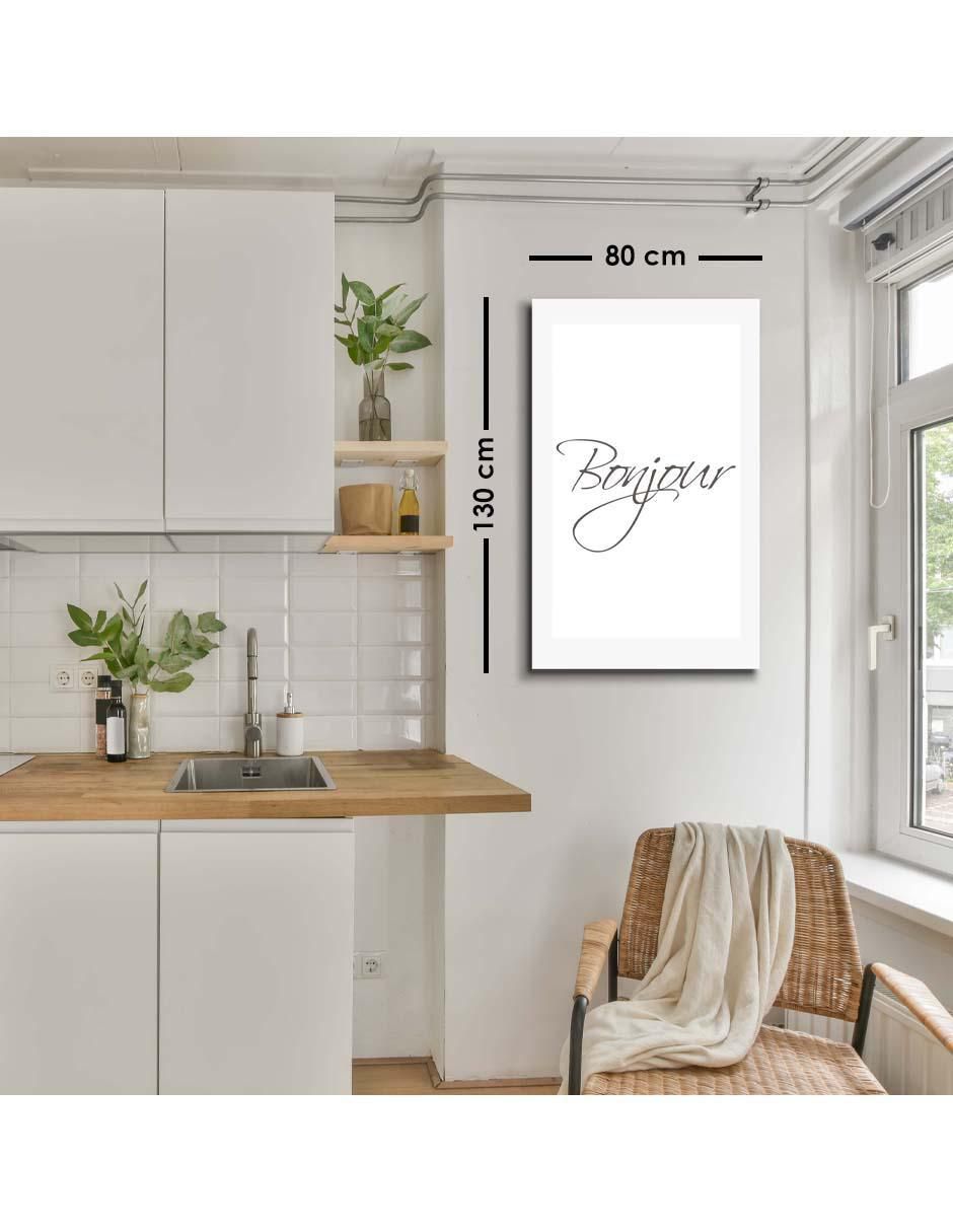 Cuadro decorativo Bonjour en gris con barniz a registro 6