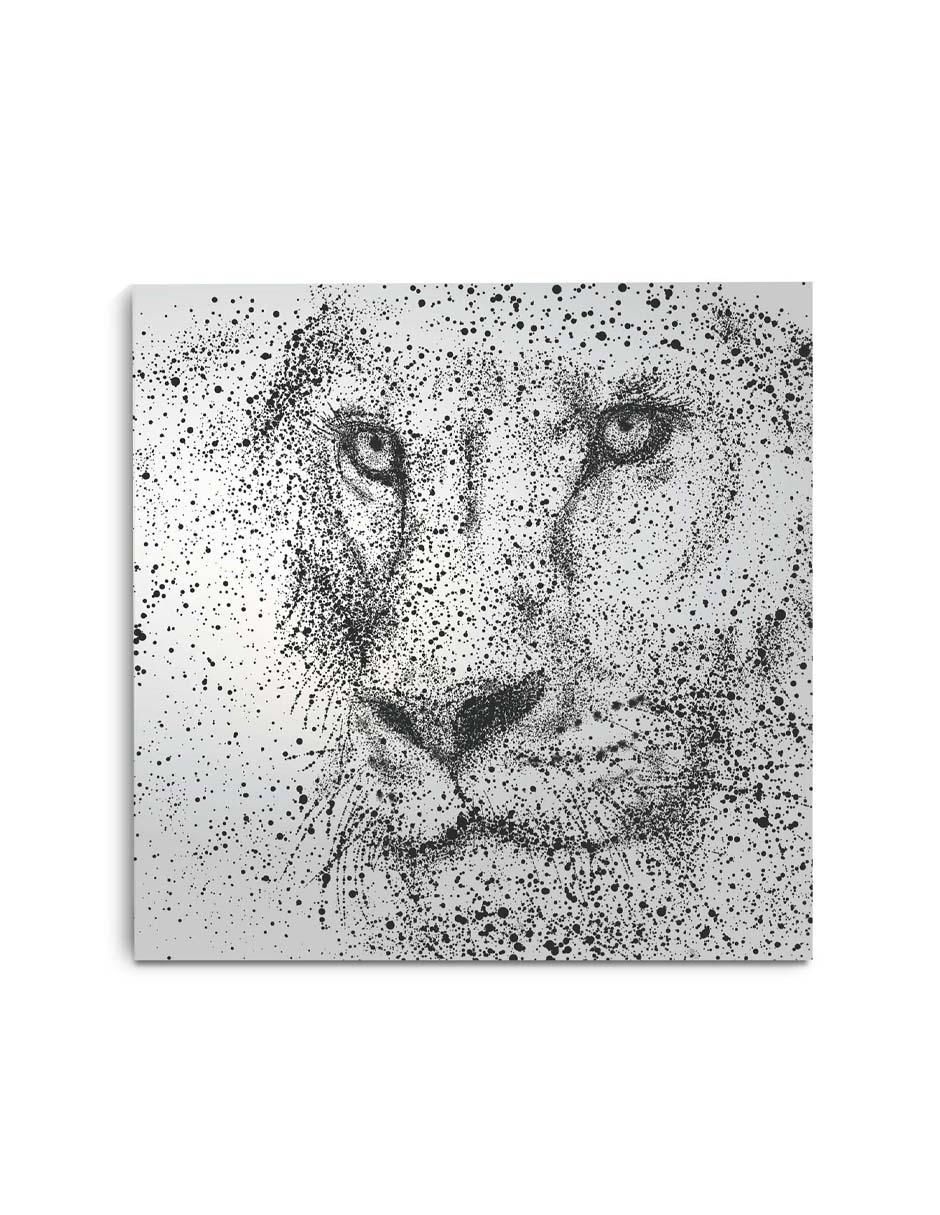 Cuadro decorativo Cara de léon gris con barniz a registro Cuadro decorativo Cara de léon gris con barniz a registro