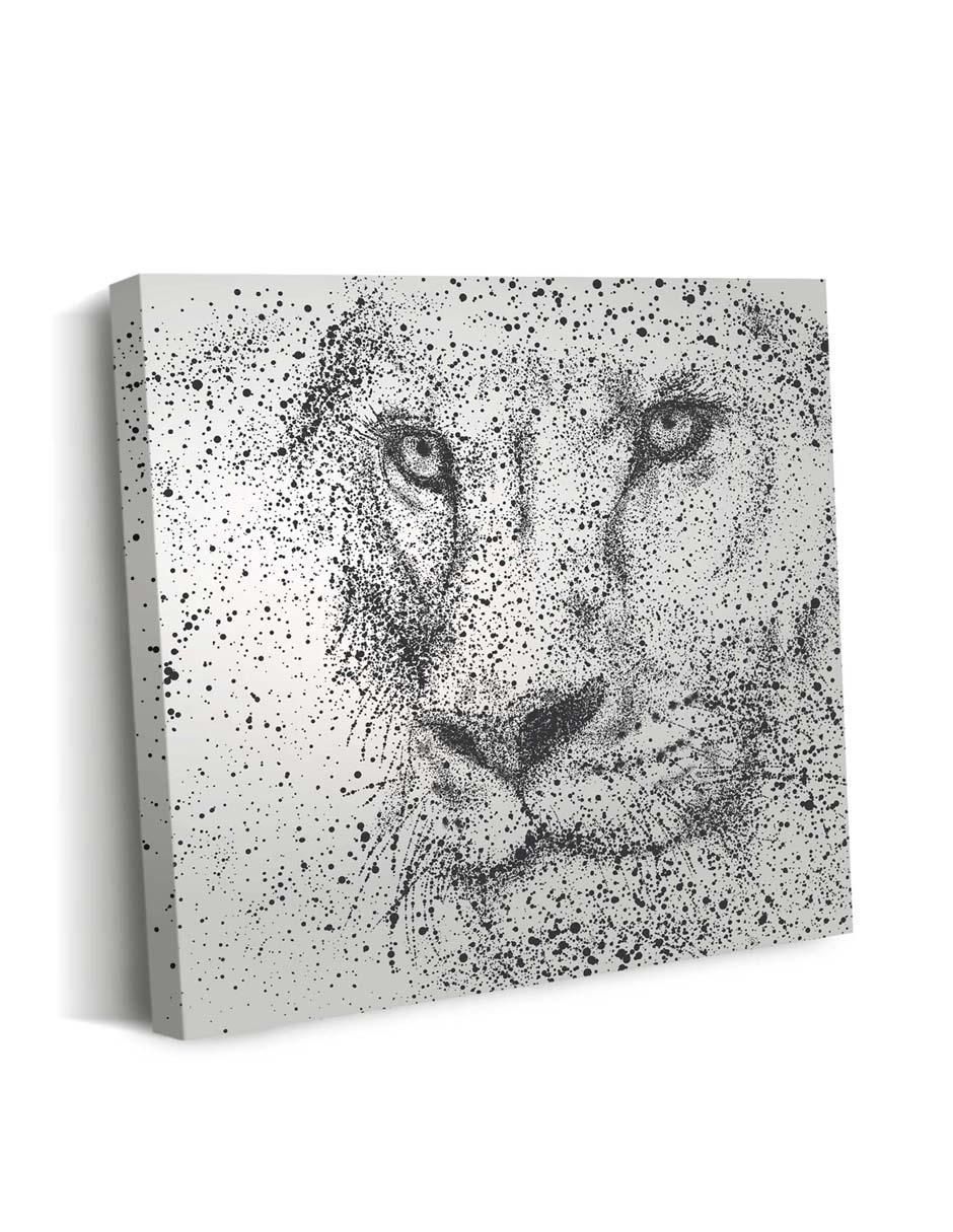 Cuadro decorativo Cara de léon gris con barniz a registro 2