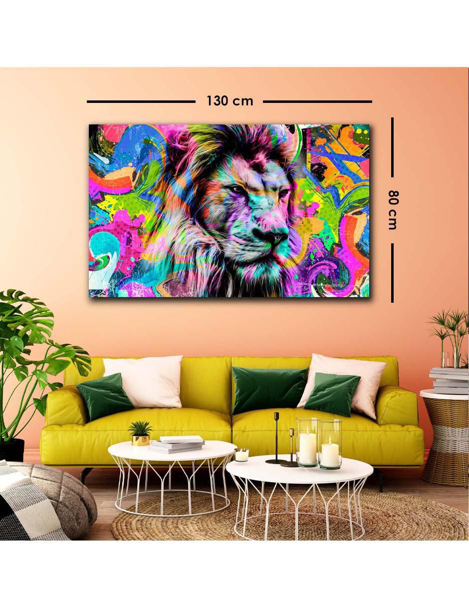Cuadro decorativo Art pop león con barniz a registro 6