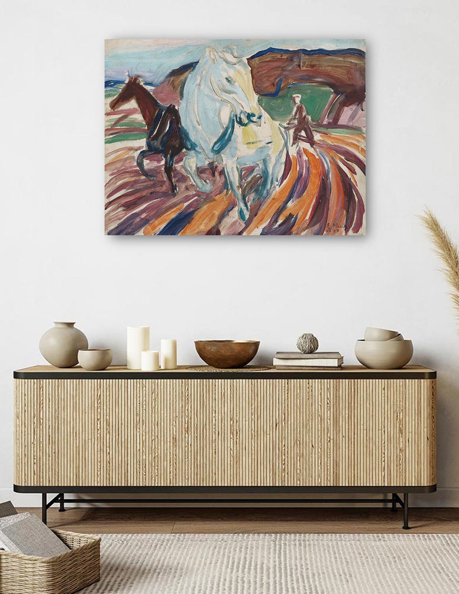 Cuadro decorativo Caballos arando (1929) técnica mixta Formas 5