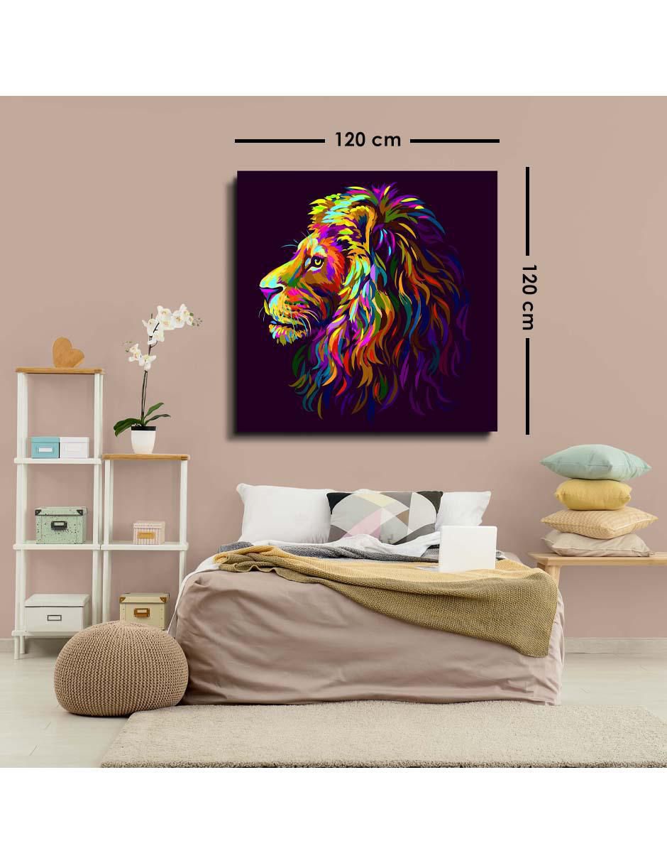 Cuadro decorativo Art pop cabeza león con barniz a registro 6