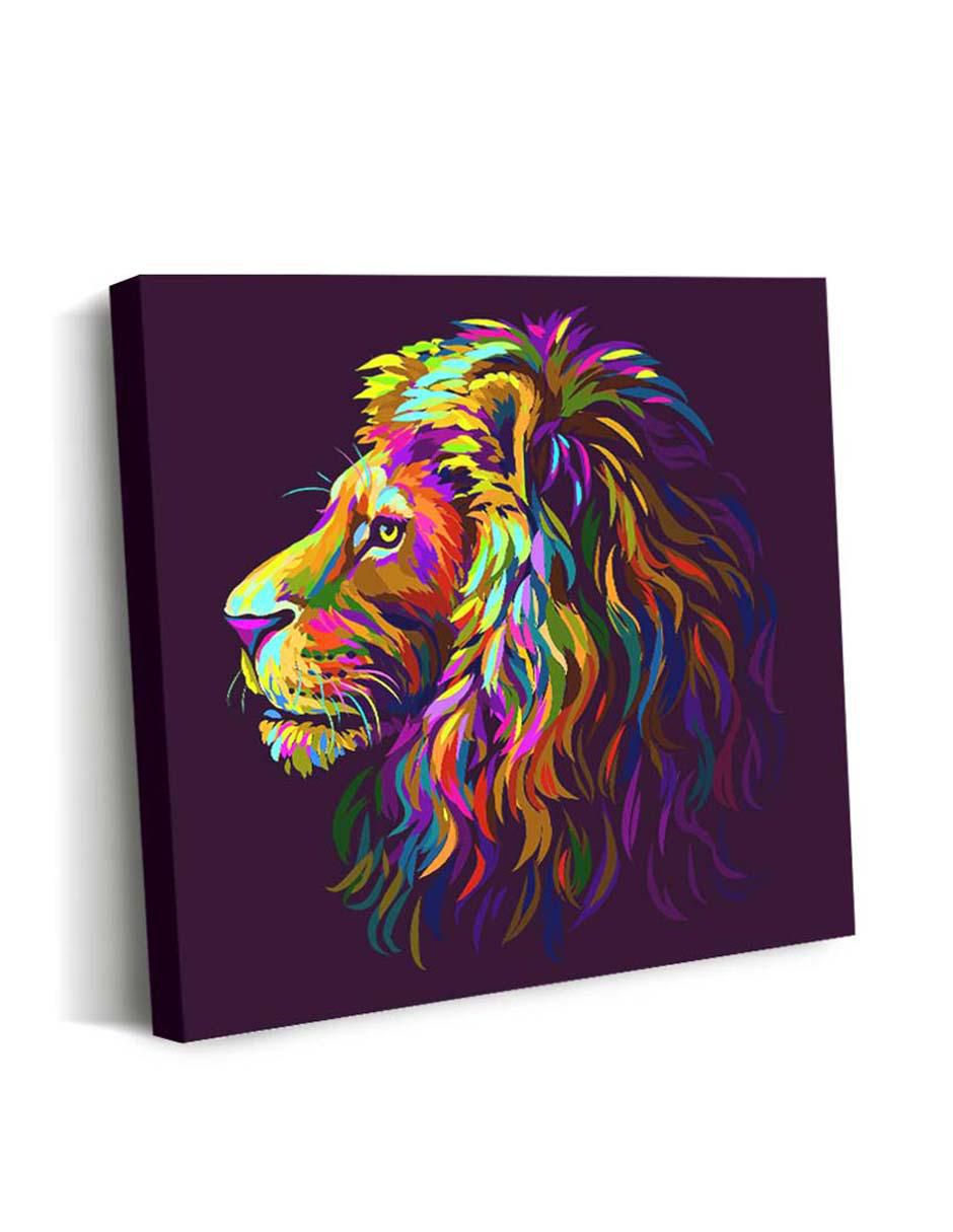Cuadro decorativo Art pop cabeza león con barniz a registro 2