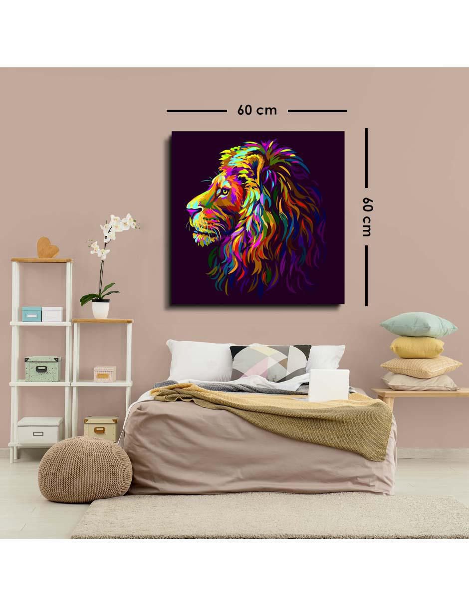 Cuadro decorativo Art pop cabeza león con barniz a registro 2