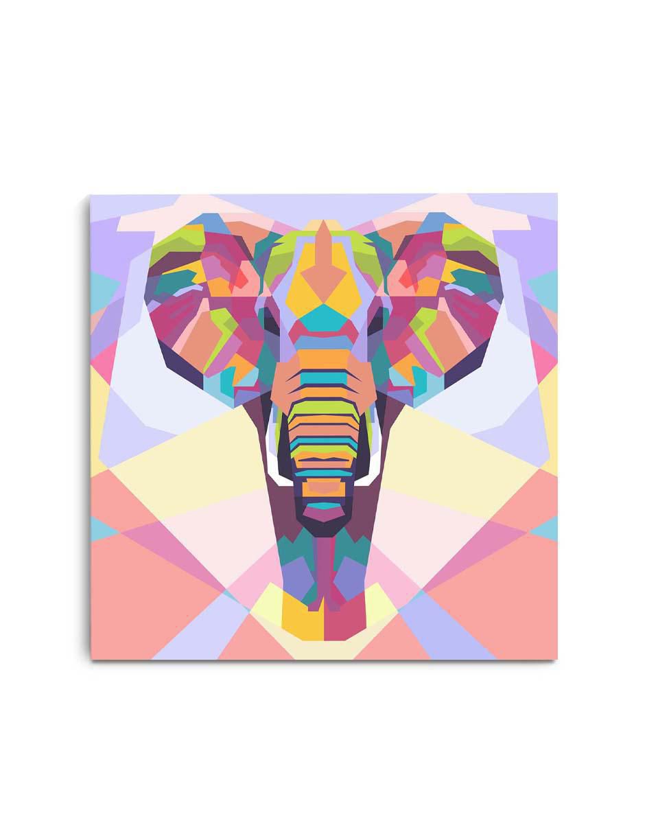 Cuadro decorativo Art pop elefante con barniz a registro