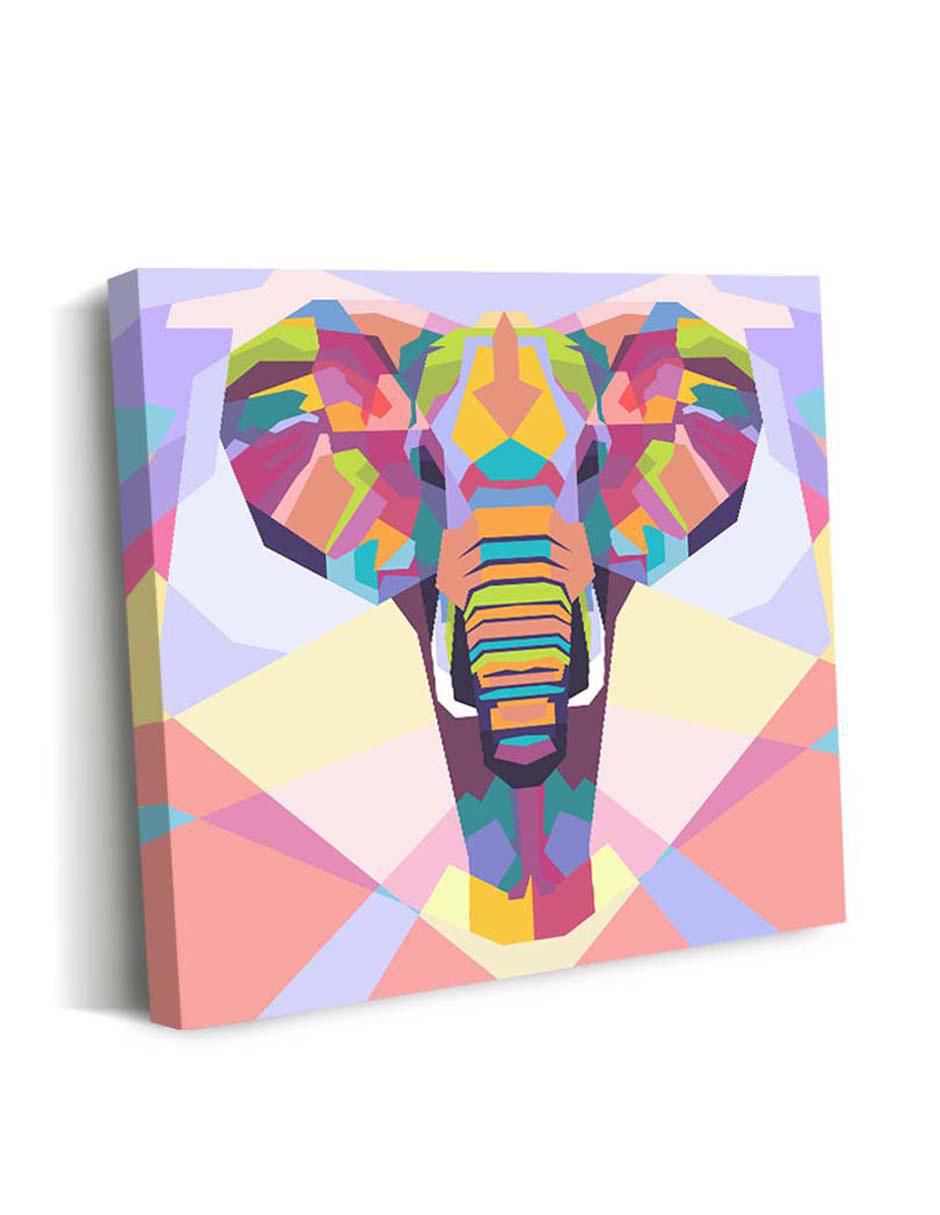 Cuadro decorativo Art pop elefante con barniz a registro 2