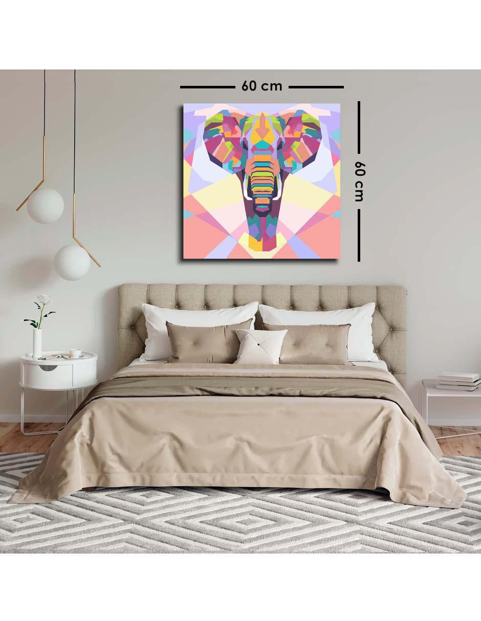Cuadro decorativo Art pop elefante con barniz a registro