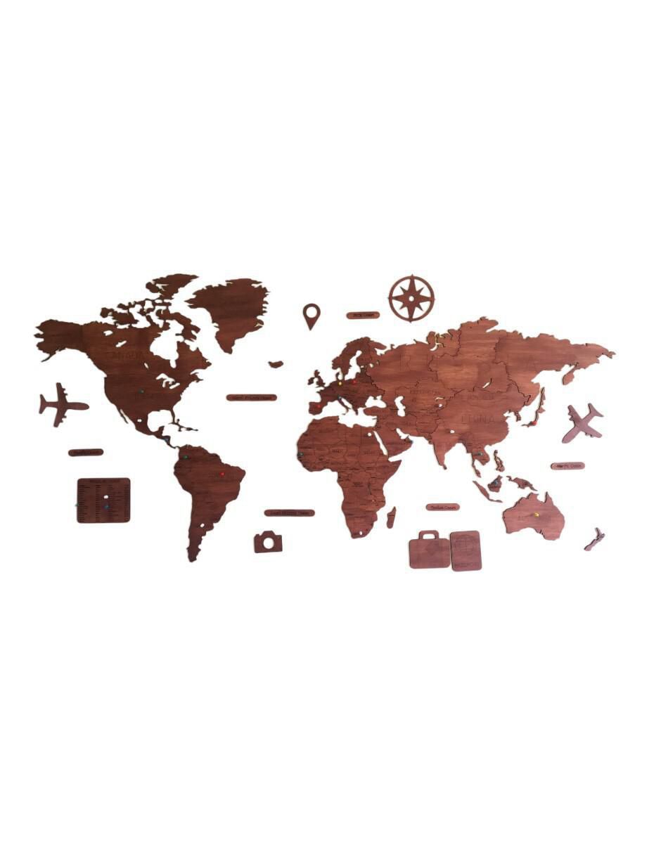 Cuadro decorativo mapa de madera del mundo Cuadro decorativo mapa de madera del mundo