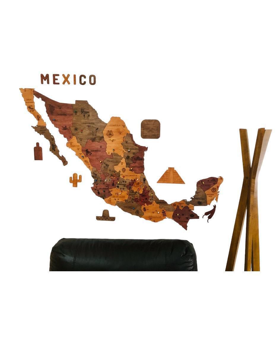 Cuadro decorativo mapa de madera de mexico Cuadro decorativo mapa de madera de mexico