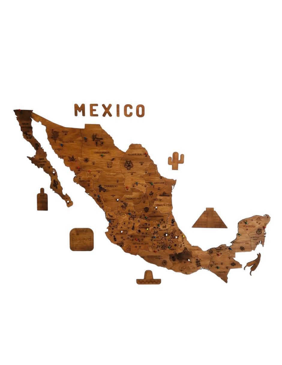 Cuadro decorativo mapa de mexico pueblos magicos