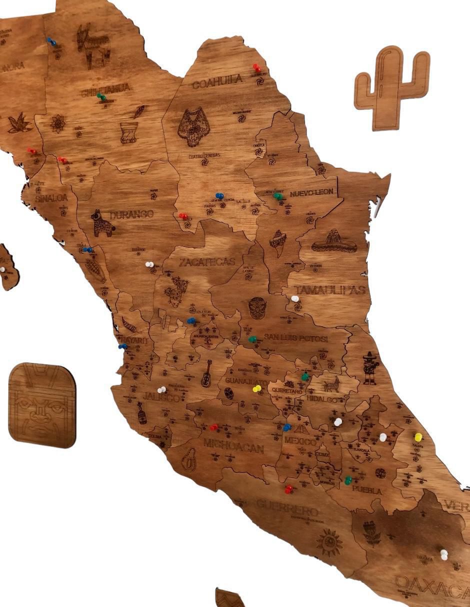 Cuadro decorativo mapa de mexico pueblos magicos 3