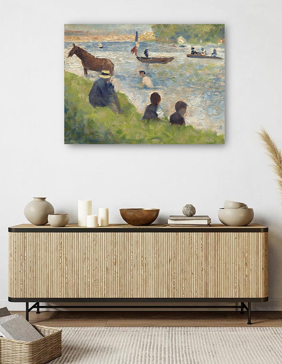 Cuadro decorativo Caballo y barcos (estudio para bañistas en Asnières) (1883-1884) técnica mixta Playas 6