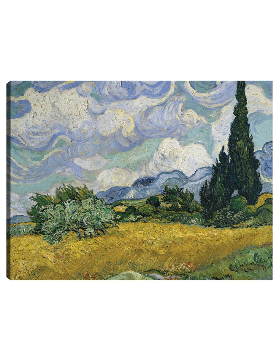 Cuadro decorativo Campo de trigo con cipreses (1889) técnica mixta Campos