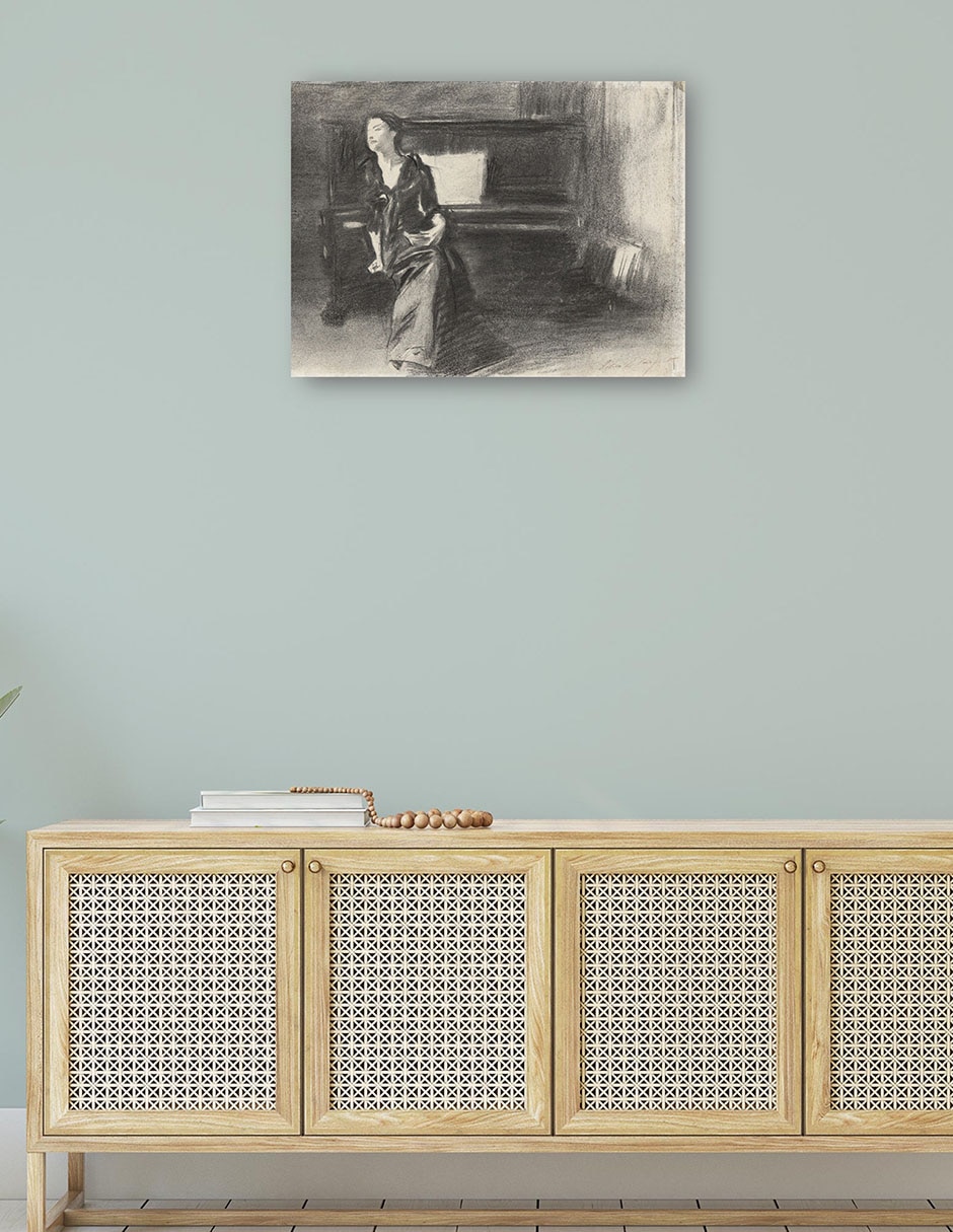 Cuadro decorativo Dama al piano técnica mixta Bocetos 4