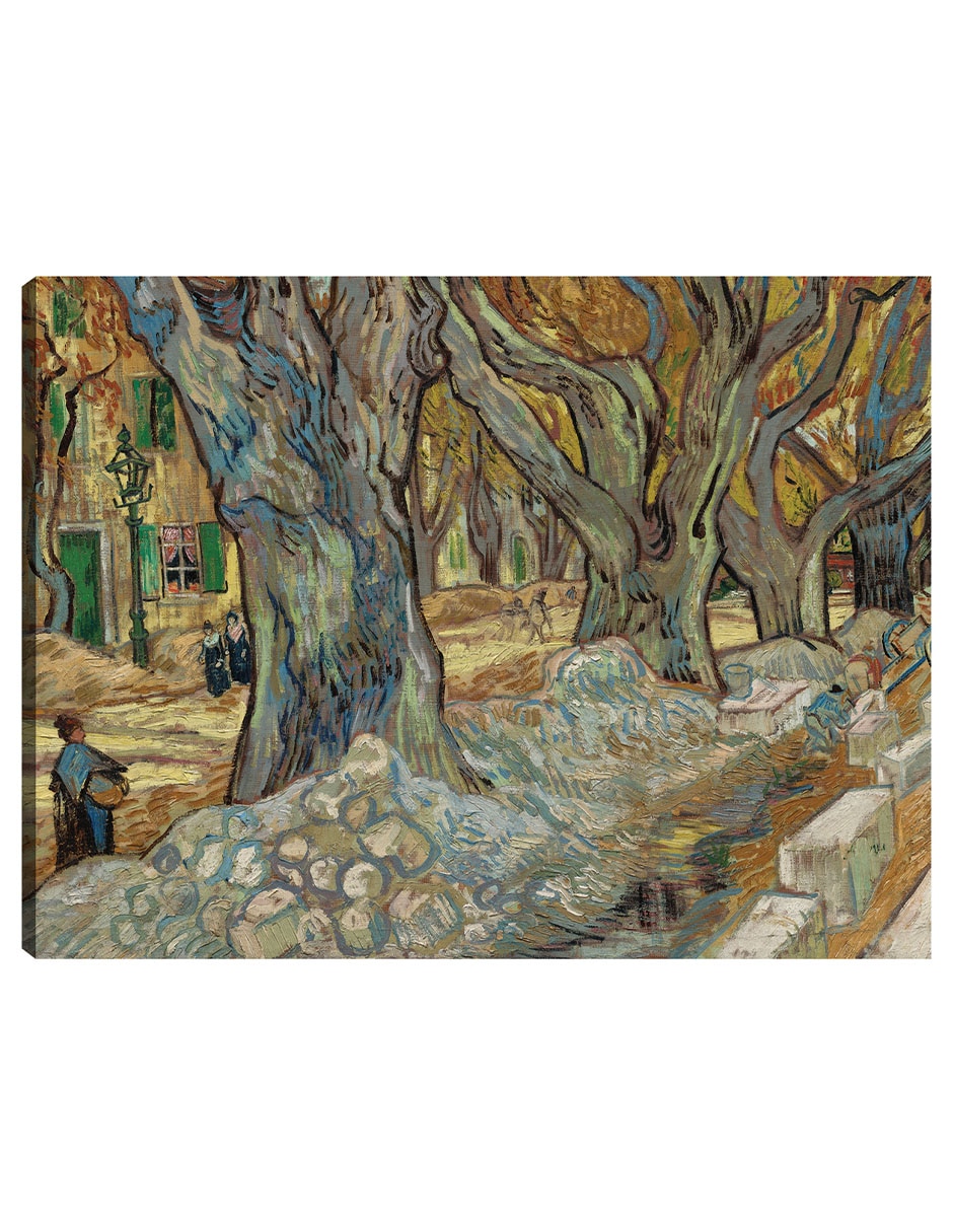 Cuadro decorativo Los grandes plátanos (Road Menders en Saint-Rémy) (1889) técnica mixta Inspiración