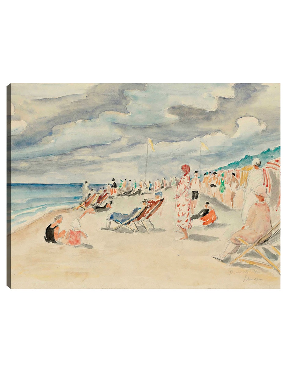 Cuadro decorativo La playa de Deauville (1928) técnica mixta Playas Cuadro decorativo La playa de Deauville (1928) técnica mixta Playas