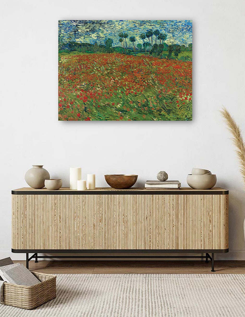 Cuadro decorativo Campo de amapolas técnica mixta Campos 5