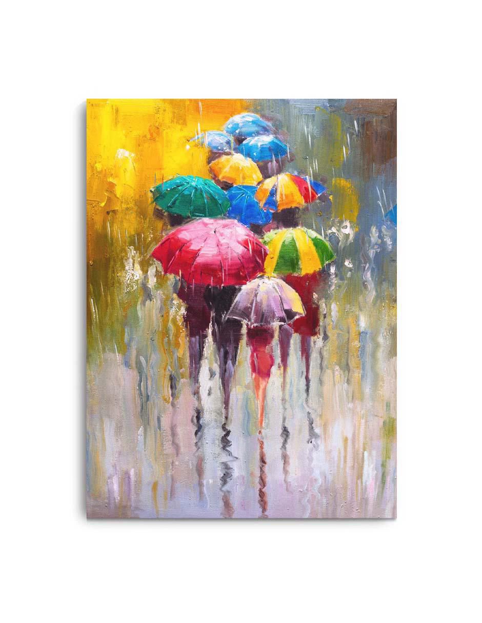 Cuadro decorativo Paisaje día de lluvia con barniz a registro