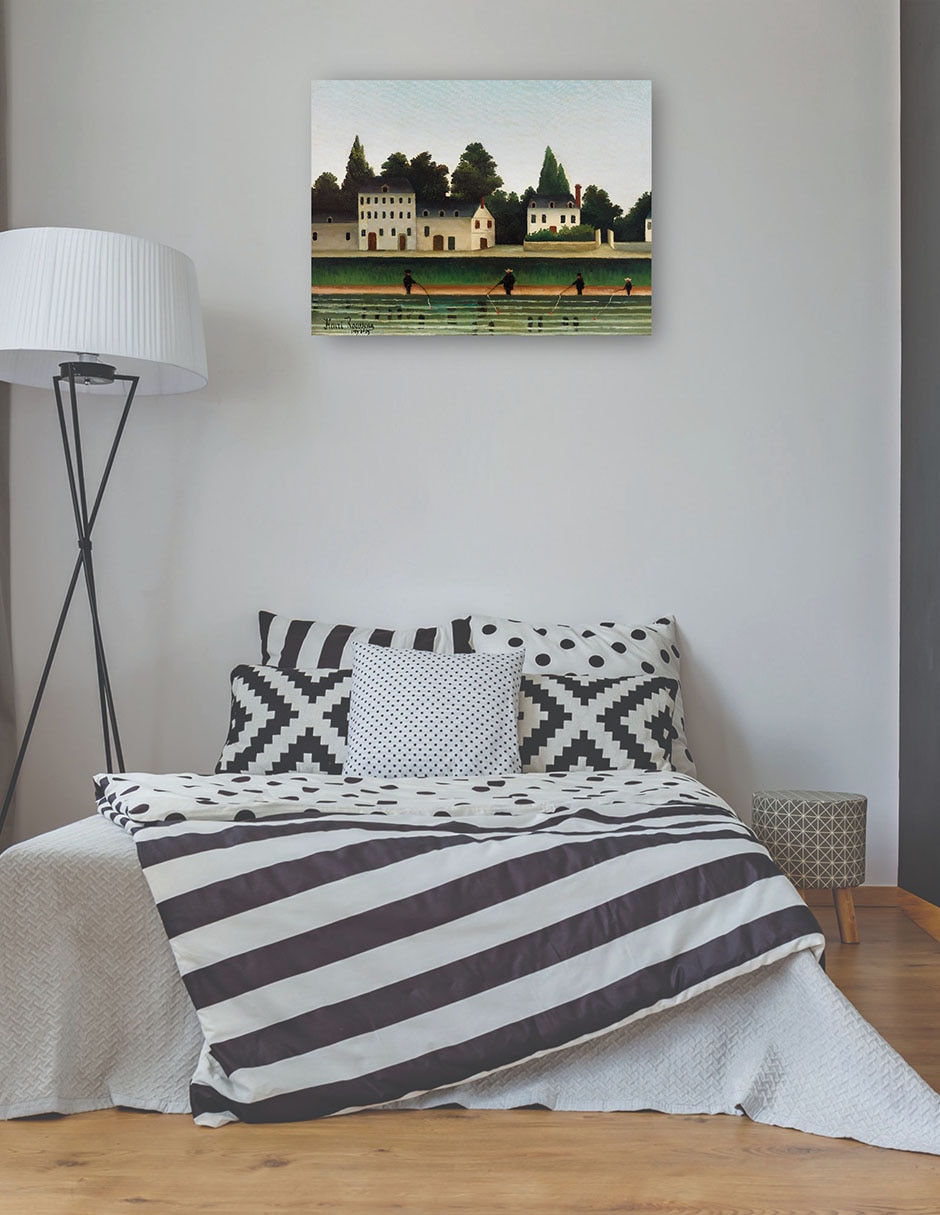 Cuadro decorativo Paisaje y cuatro pescadores técnica mixta Campos 3
