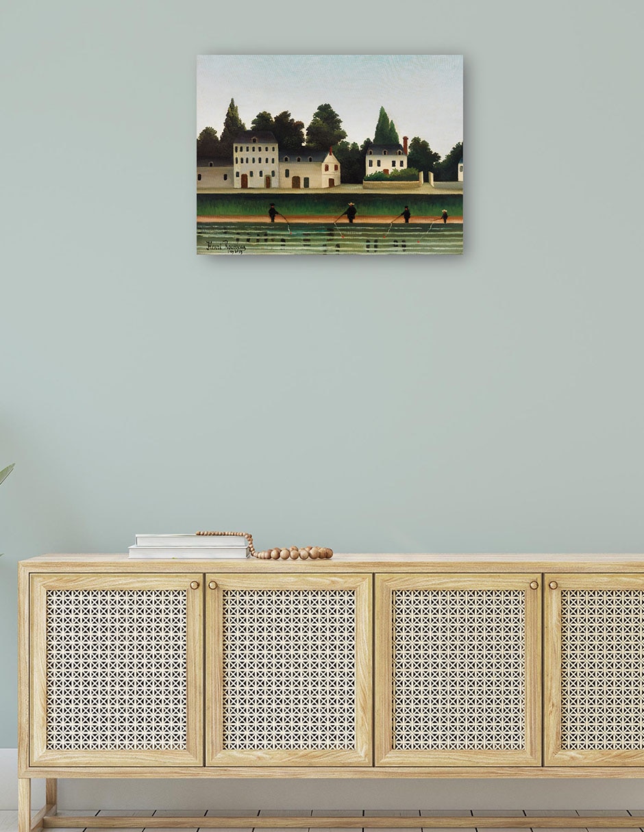 Cuadro decorativo Paisaje y cuatro pescadores técnica mixta Campos 4