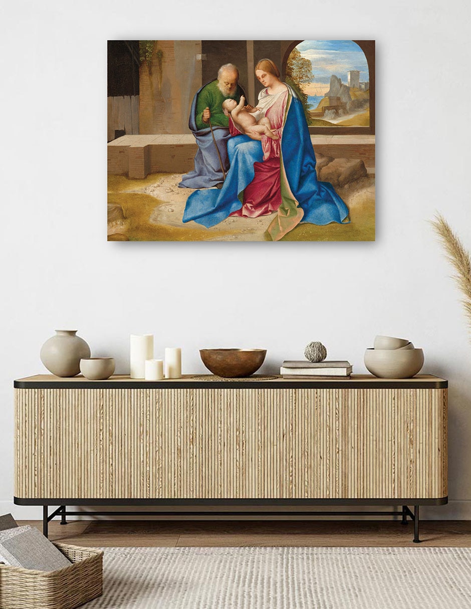 Cuadro decorativo La Sagrada Familia técnica mixta Figuras Celestiales 5