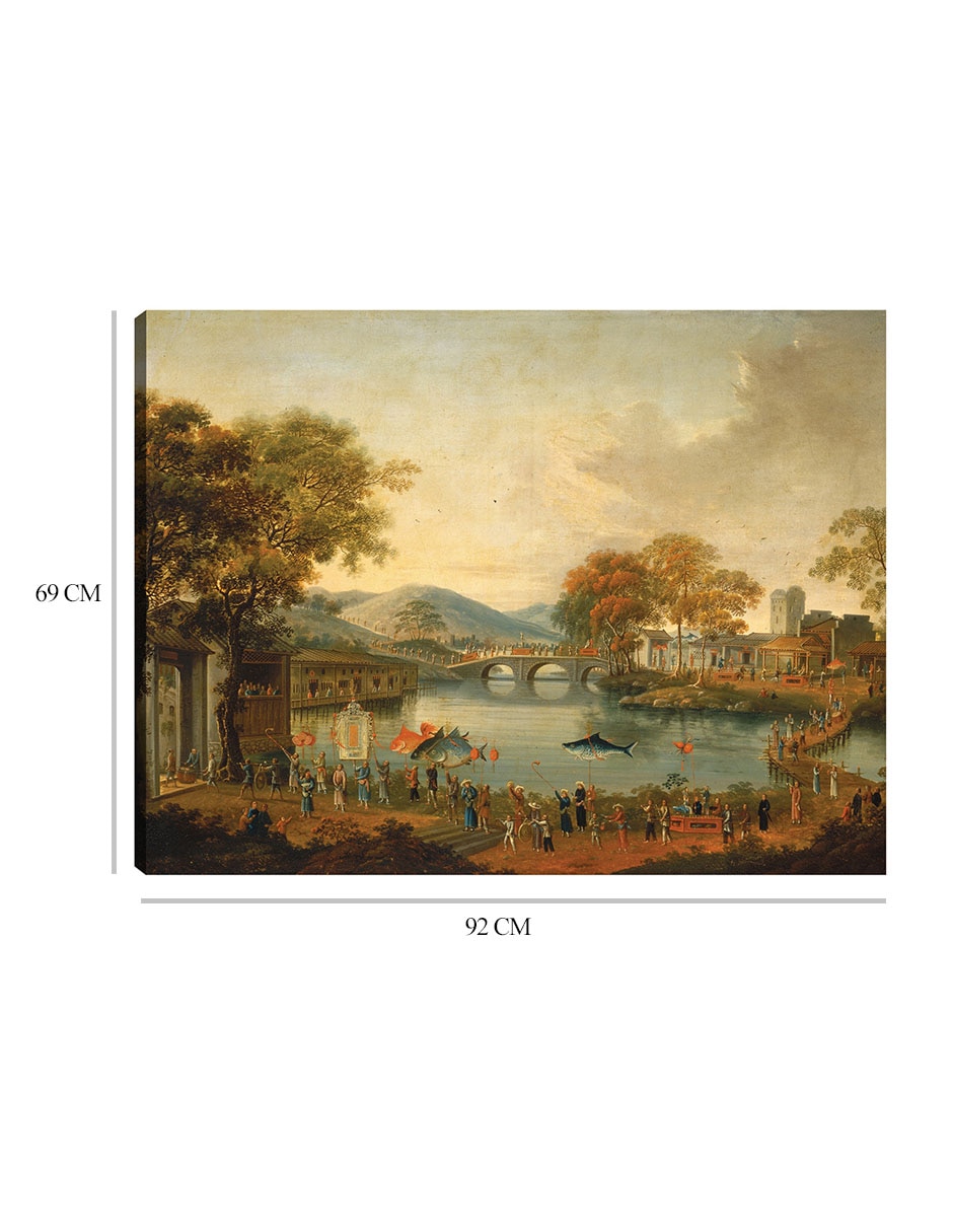 Cuadro decorativo Procesión junto a un lago, siglo XIX técnica mixta Lagos 8