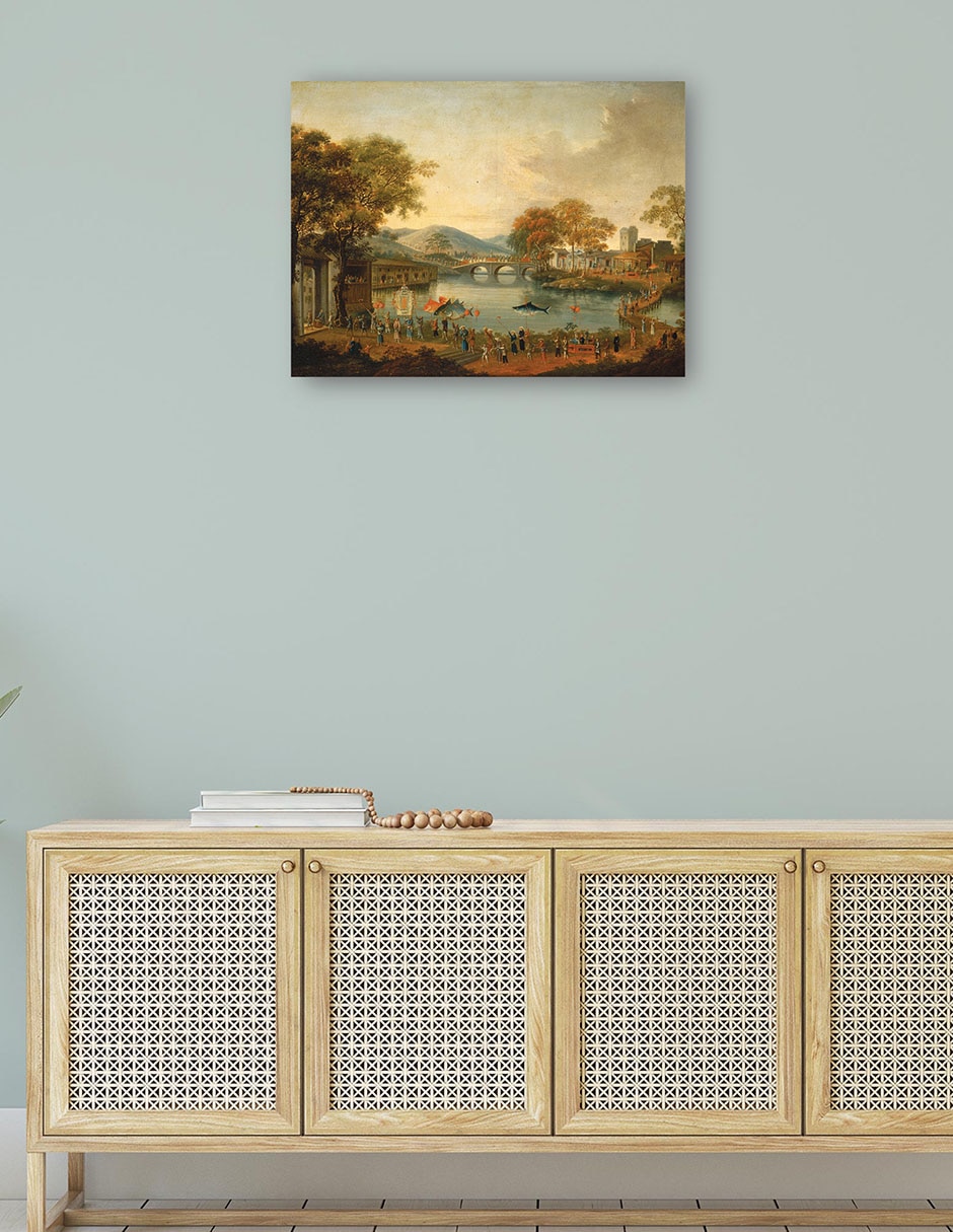 Cuadro decorativo Procesión junto a un lago, siglo XIX técnica mixta Lagos 4