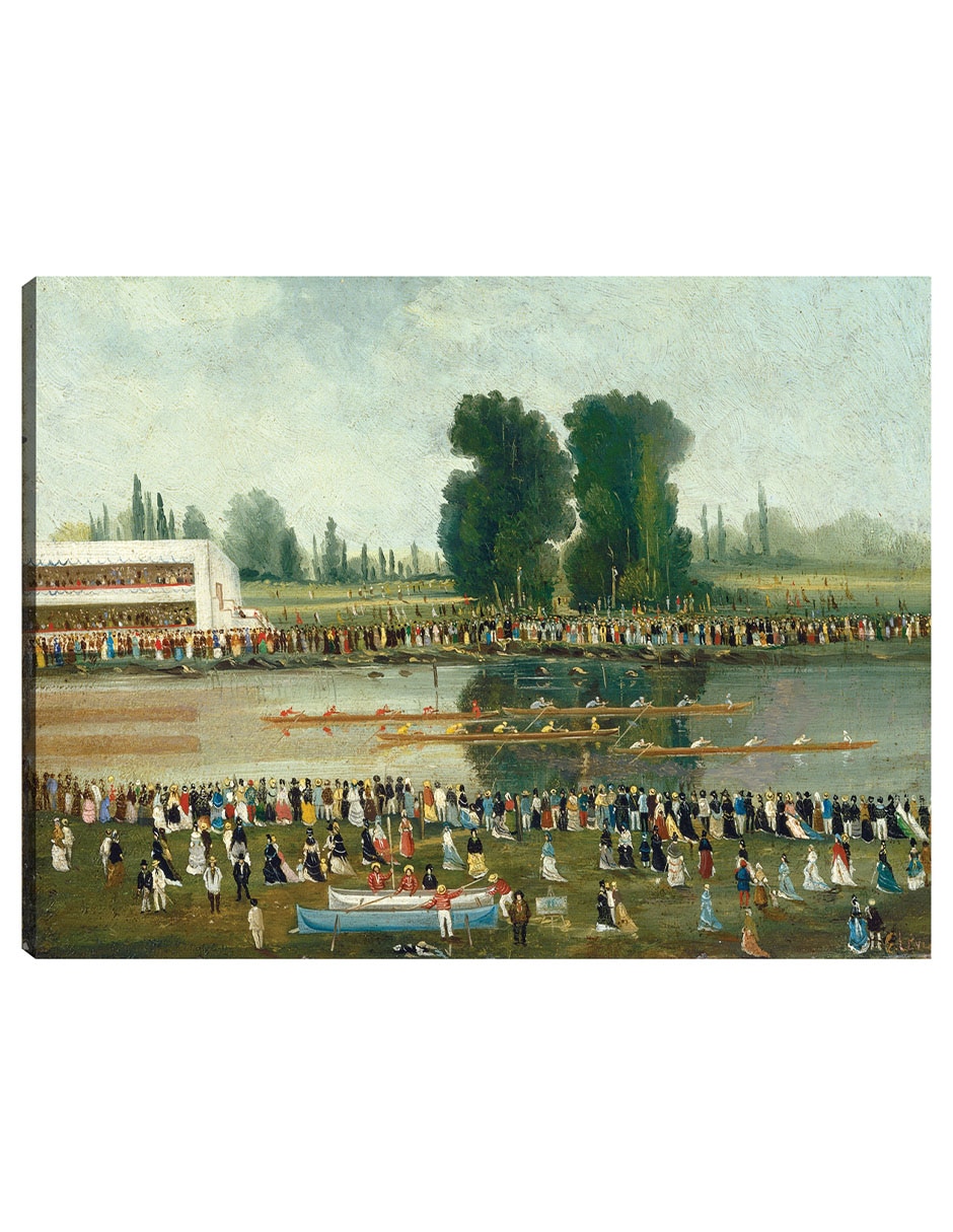 Cuadro decorativo Escena de remo: multitudes observando desde las orillas del río técnica mixta Lagos Cuadro decorativo Escena de remo: multitudes observando desde las orillas del río técnica mixta Lagos