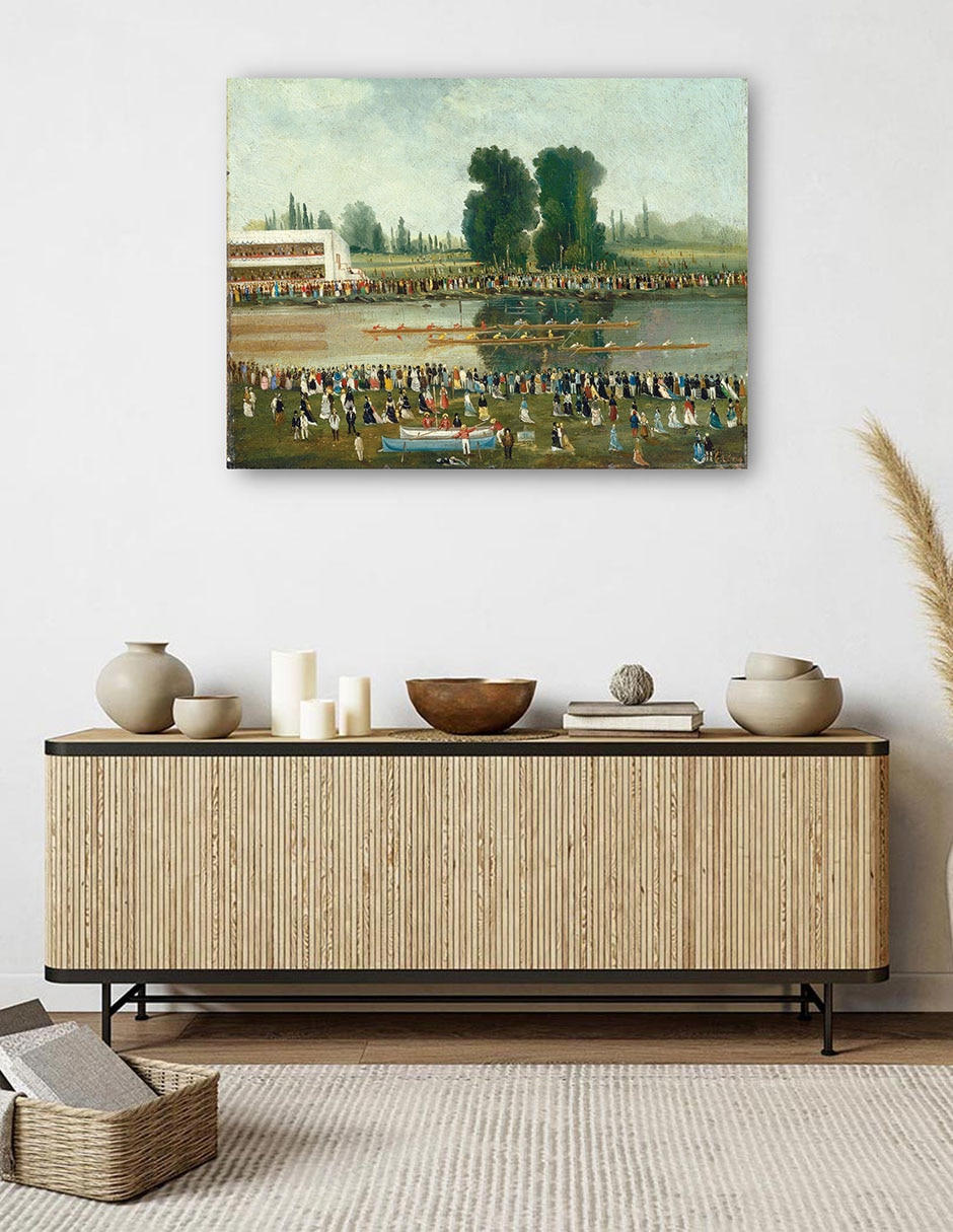 Cuadro decorativo Escena de remo: multitudes observando desde las orillas del río técnica mixta Lagos 5