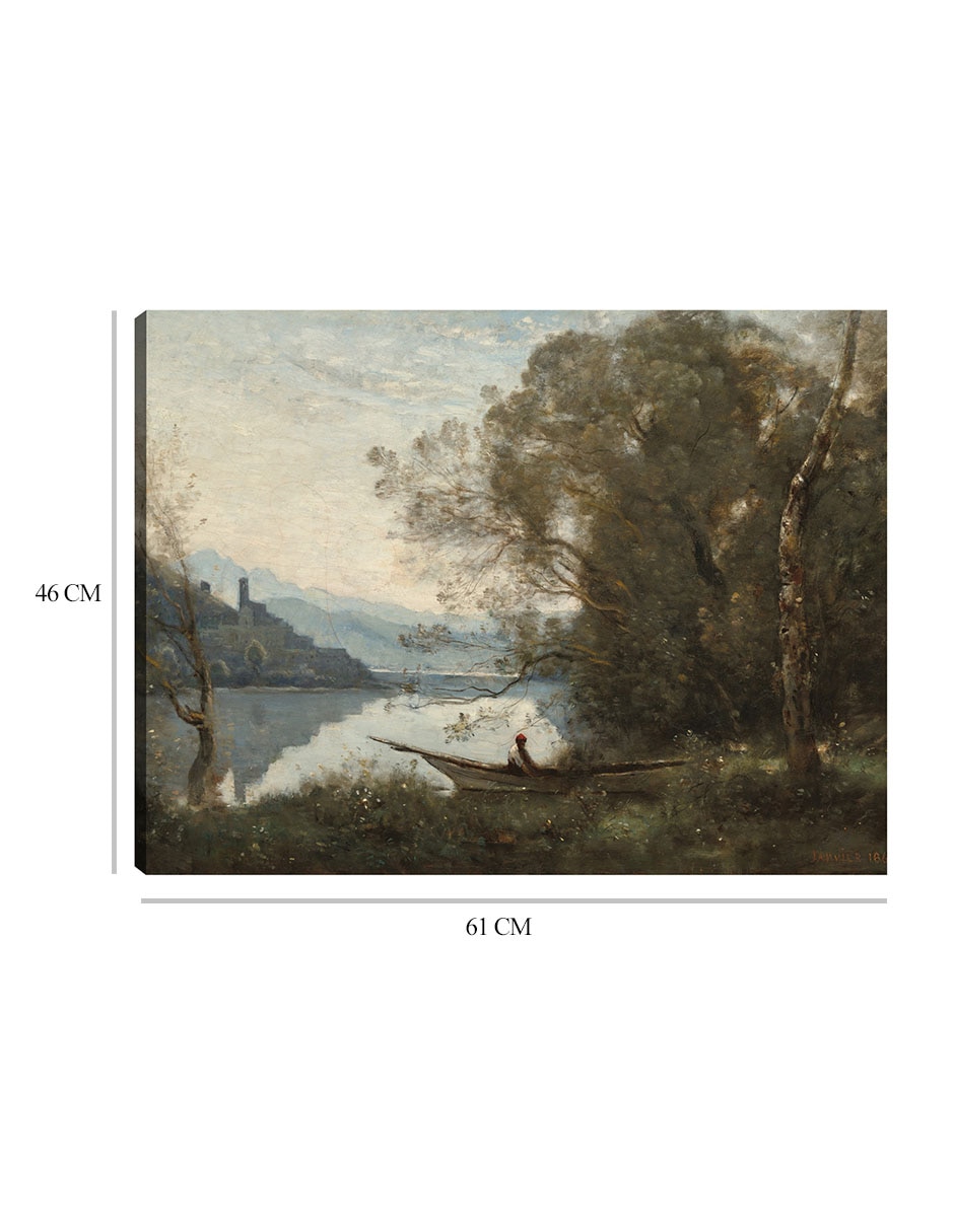Cuadro decorativo El barquero amarrado: recuerdo de un lago italiano técnica mixta Lagos 2