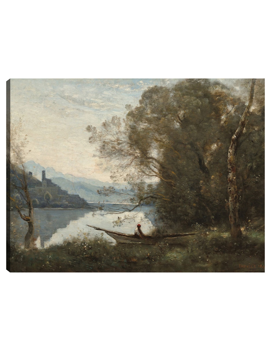 Cuadro decorativo El barquero amarrado: recuerdo de un lago italiano técnica mixta Lagos