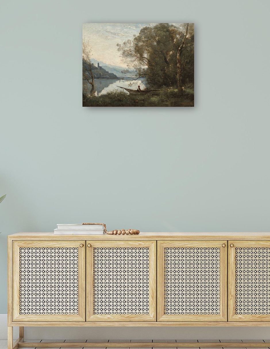 Cuadro decorativo El barquero amarrado: recuerdo de un lago italiano técnica mixta Lagos 4