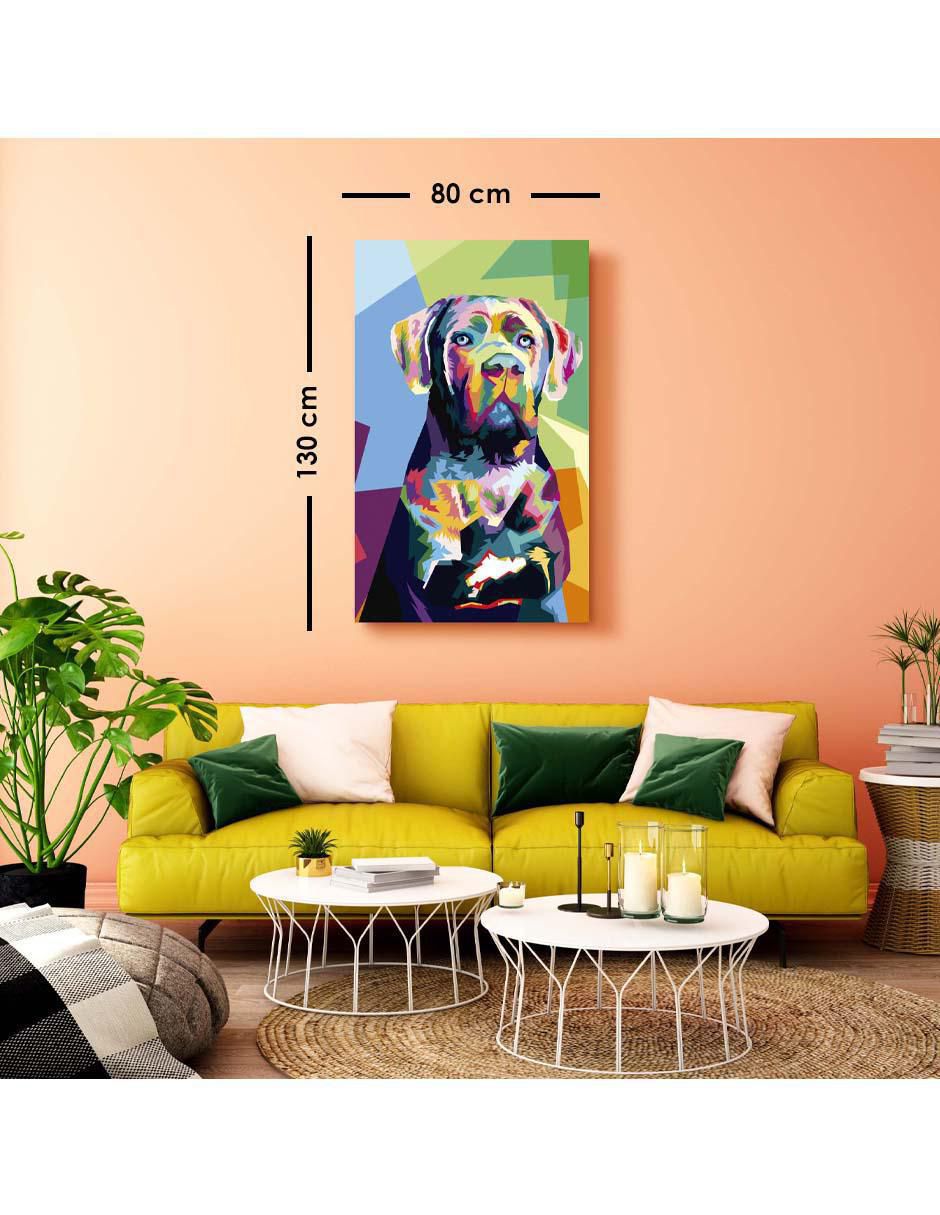 Cuadro decorativo Art pop perro multicolor con barniz a registro 6